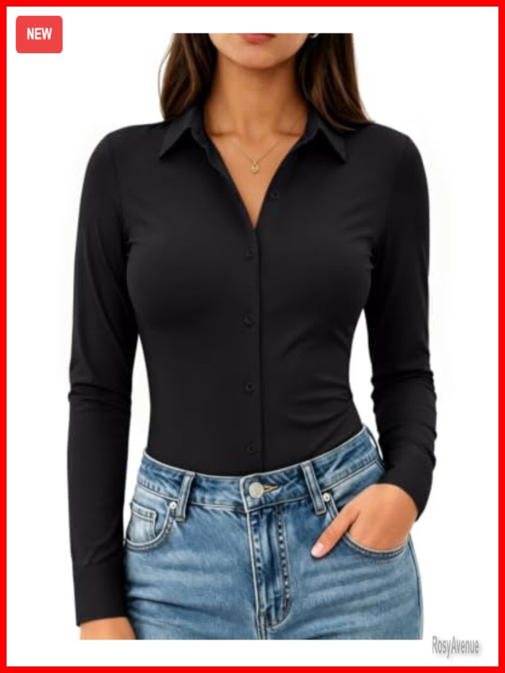 Womens Long Sleeve Stretch Button Down Shirt Wrinkle Free Slim Fit
